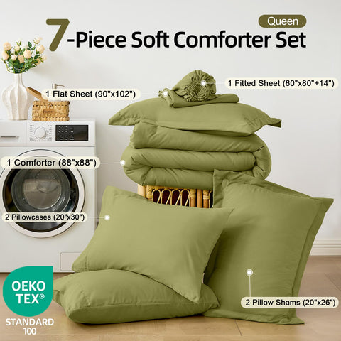 FUANNA pillow shams paired with the olive green set