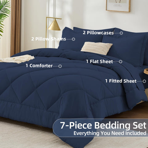 FUANNA seven-piece bed-in-a-bag layout offers complete bedding solution