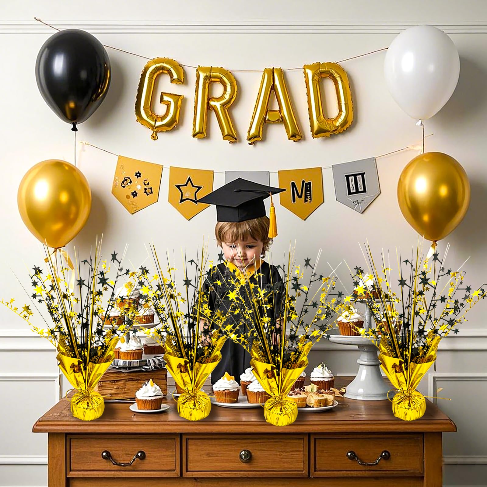 FUBININA glittery base wrapped in gold foil provides stable centerpiece