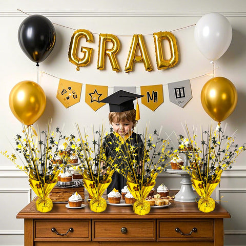 FUBININA glittery base wrapped in gold foil provides stable centerpiece
