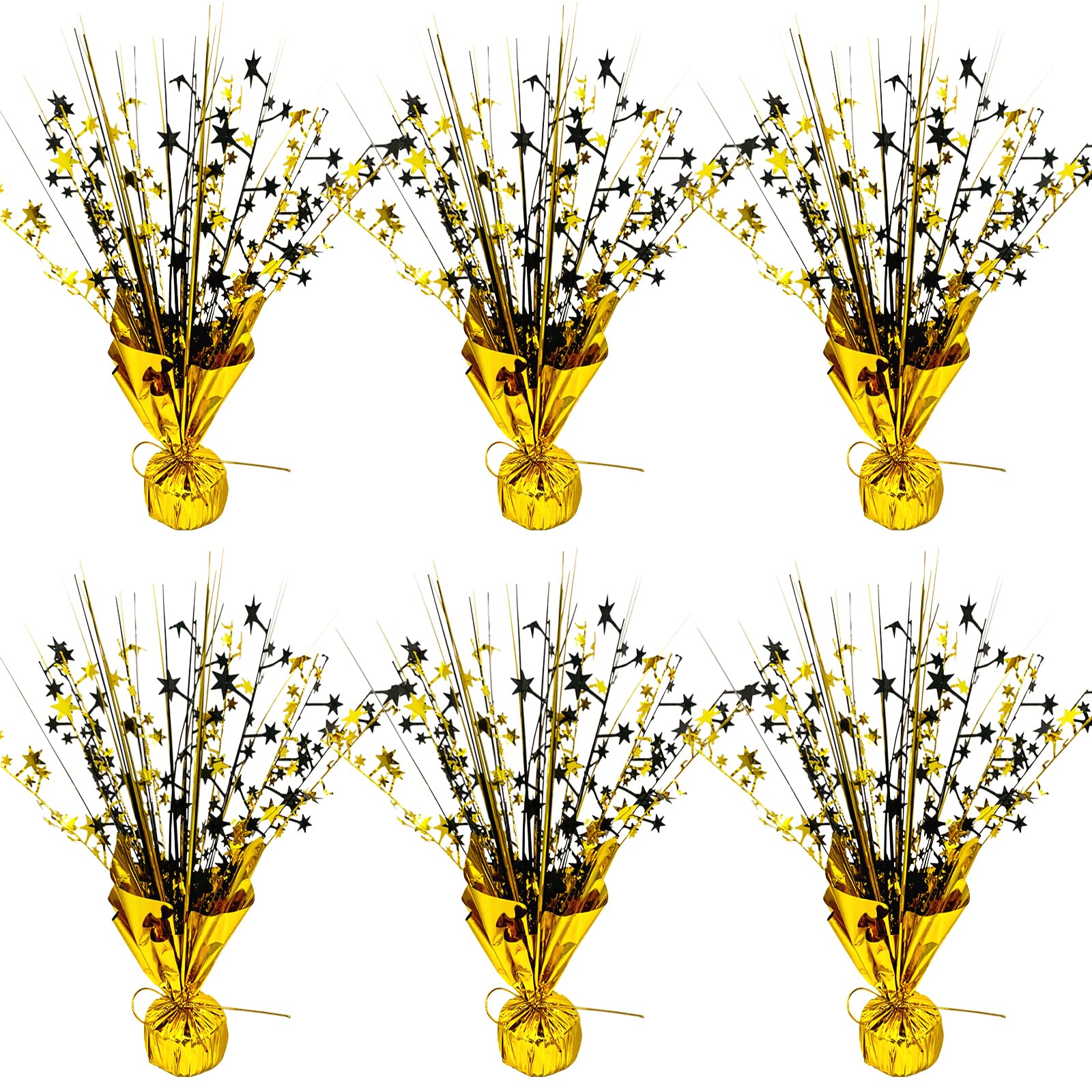 FUBININA graduation centerpiece featuring black and gold stars for table décor