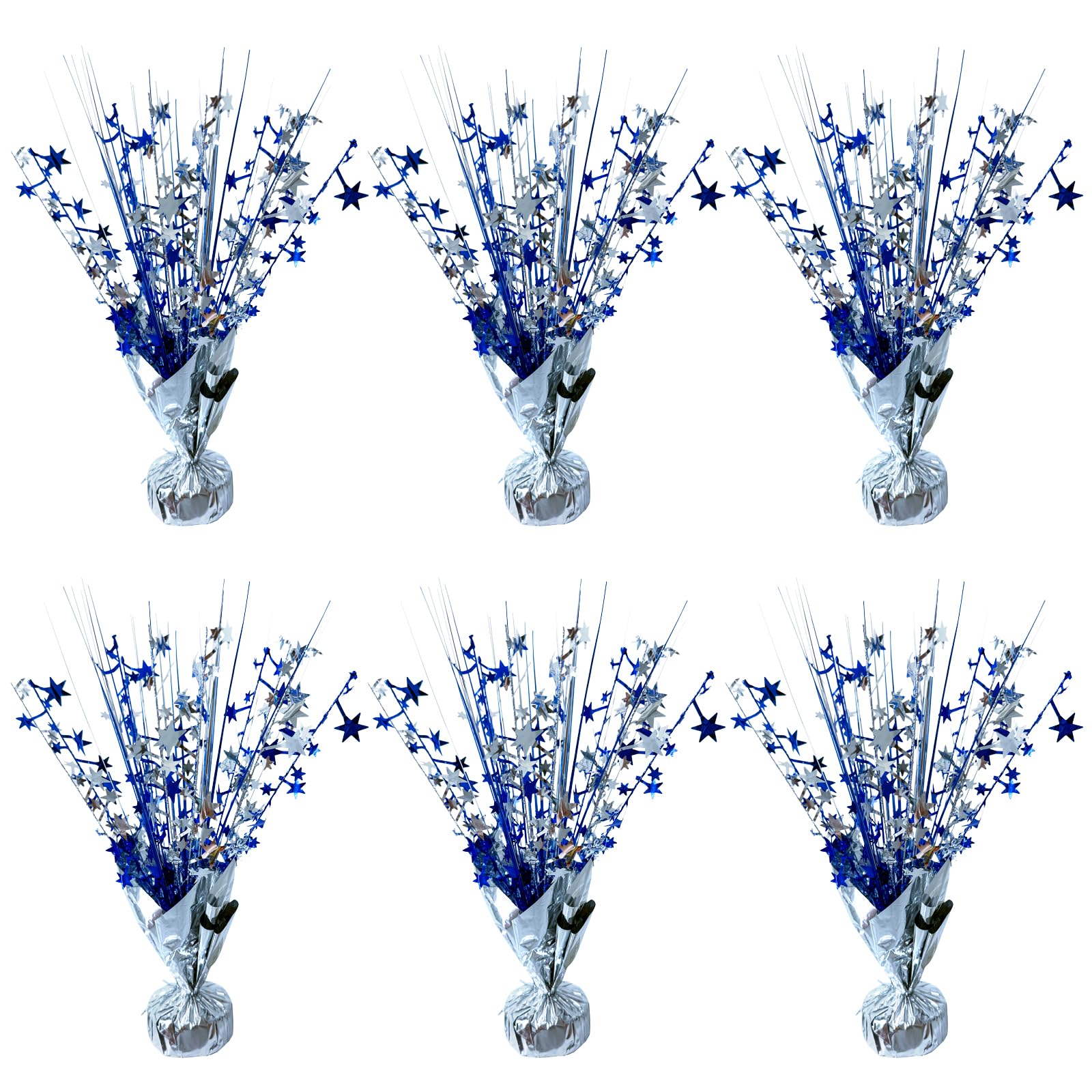 FUBININA star centerpiece 6-pack in silver blue for vibrant table decor