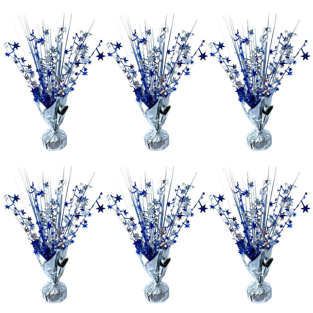 FUBININA star centerpiece 6-pack in silver blue for vibrant table decor