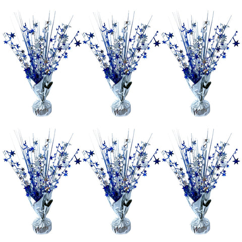 FUBININA star centerpiece 6-pack in silver blue for vibrant table decor