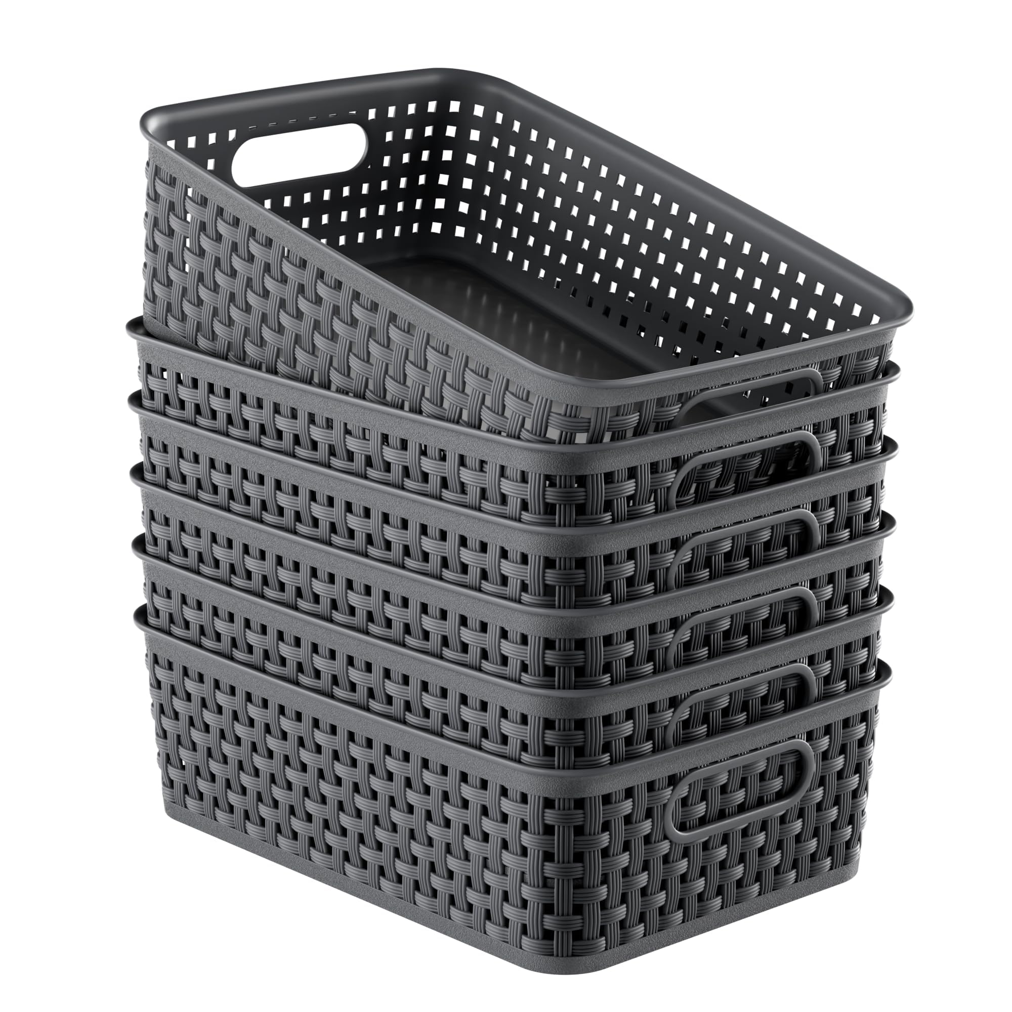 FUCDTEFC 6-pack basket set on a shelf for easy organization.