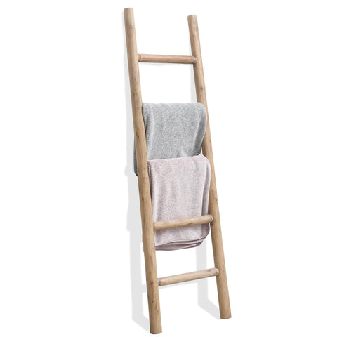 FUIN 57in wood blanket ladder displaying blankets for a cozy living space