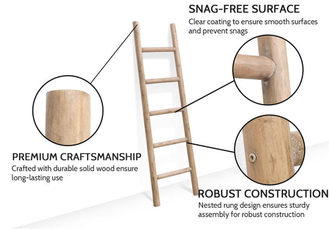 FUIN blanket ladder with wide rungs for easy draping of quilts and towels