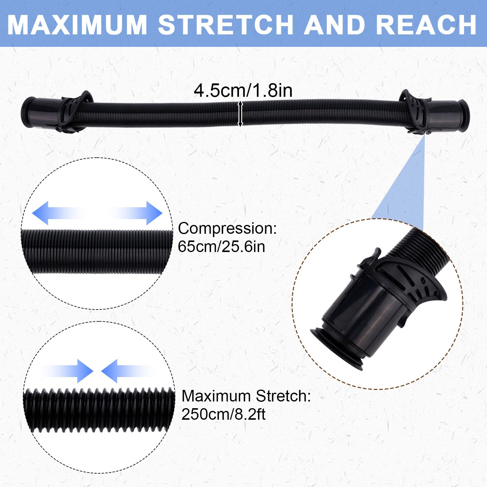 Fukaisu replacement hose for Shark LA502NP demonstrates flexible extension for thorough cleaning