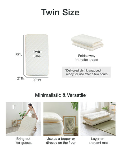 FULI Futon in a guest room highlights compact, portable design