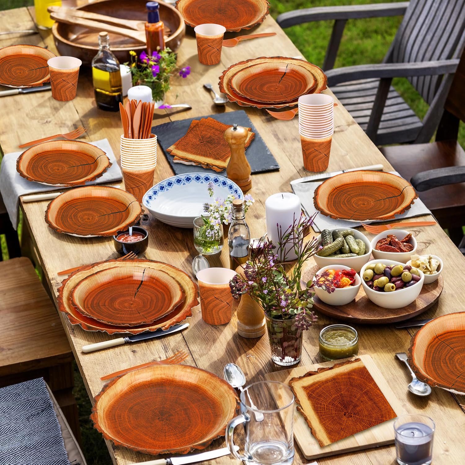 Fuljoooy wood slice cutlery set included for easy dining.
