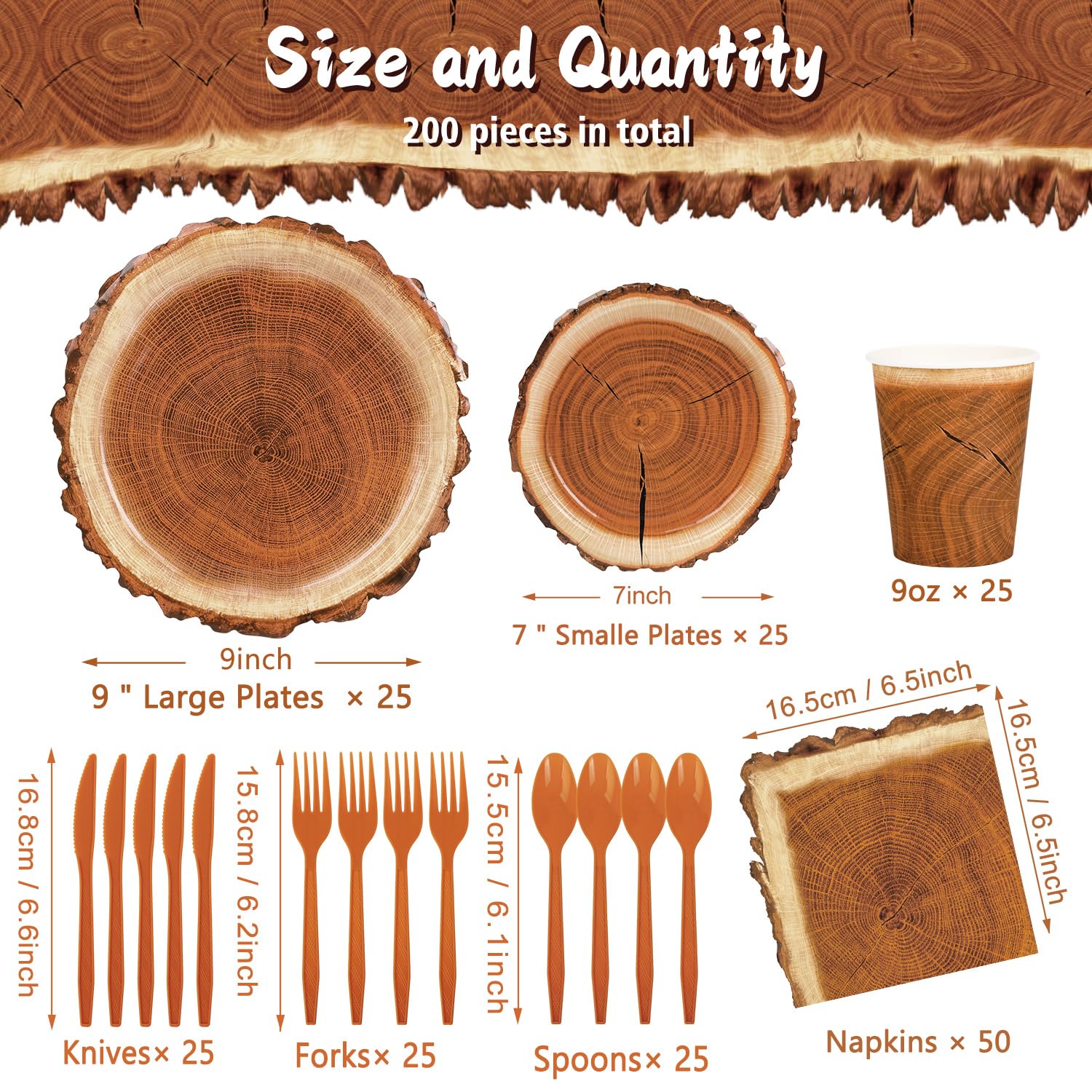 Fuljooy wood grain slice 9inch plate ideal for camp meals.