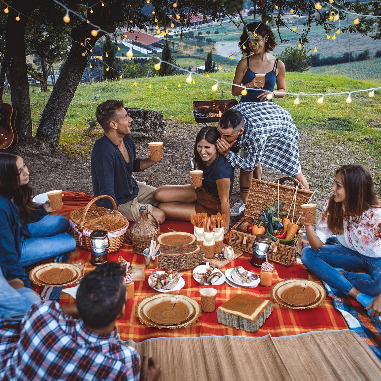 Fuljooy wood grain slice 9oz cup for sturdy outdoor drinks.