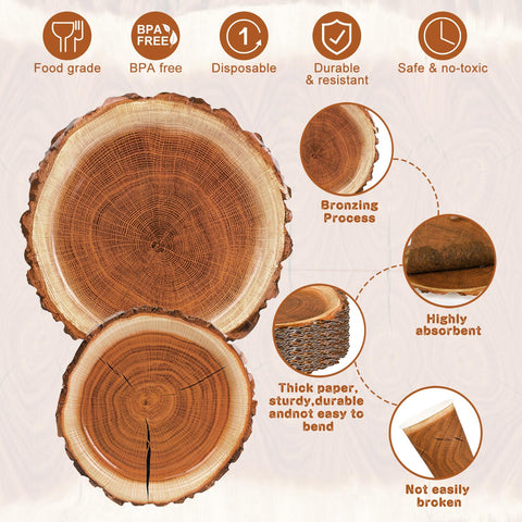 Fuljooy wood grain slice napkins provide earthy texture for gatherings.