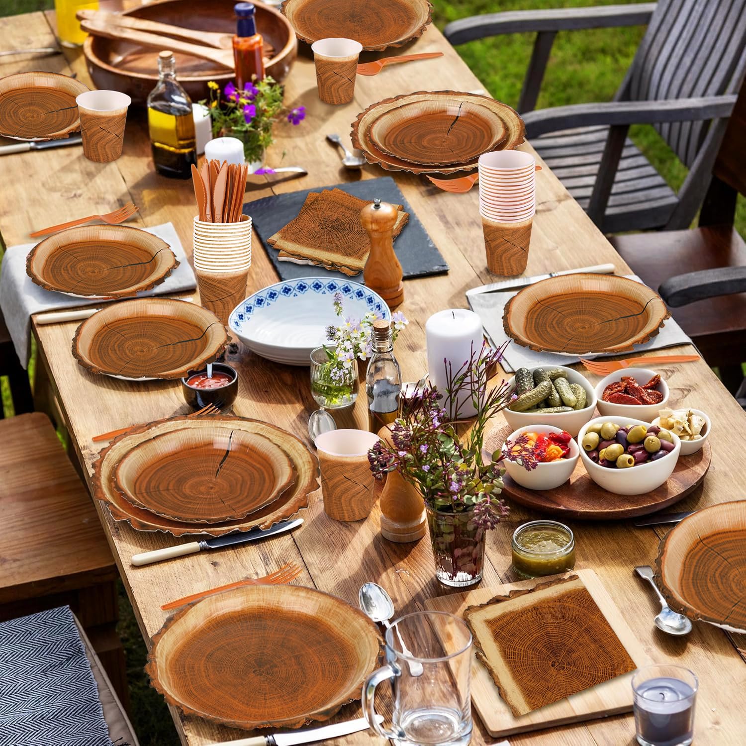 Fuljooy wood grain slice utensils set keeps messy prep simple.
