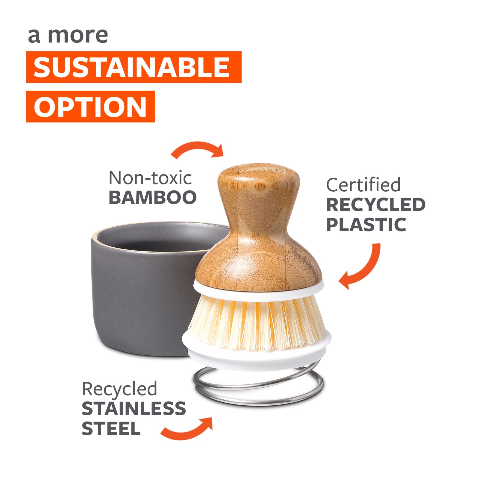 Full Circle ceramic soap dispenser base delivers rich suds with one-handed press.