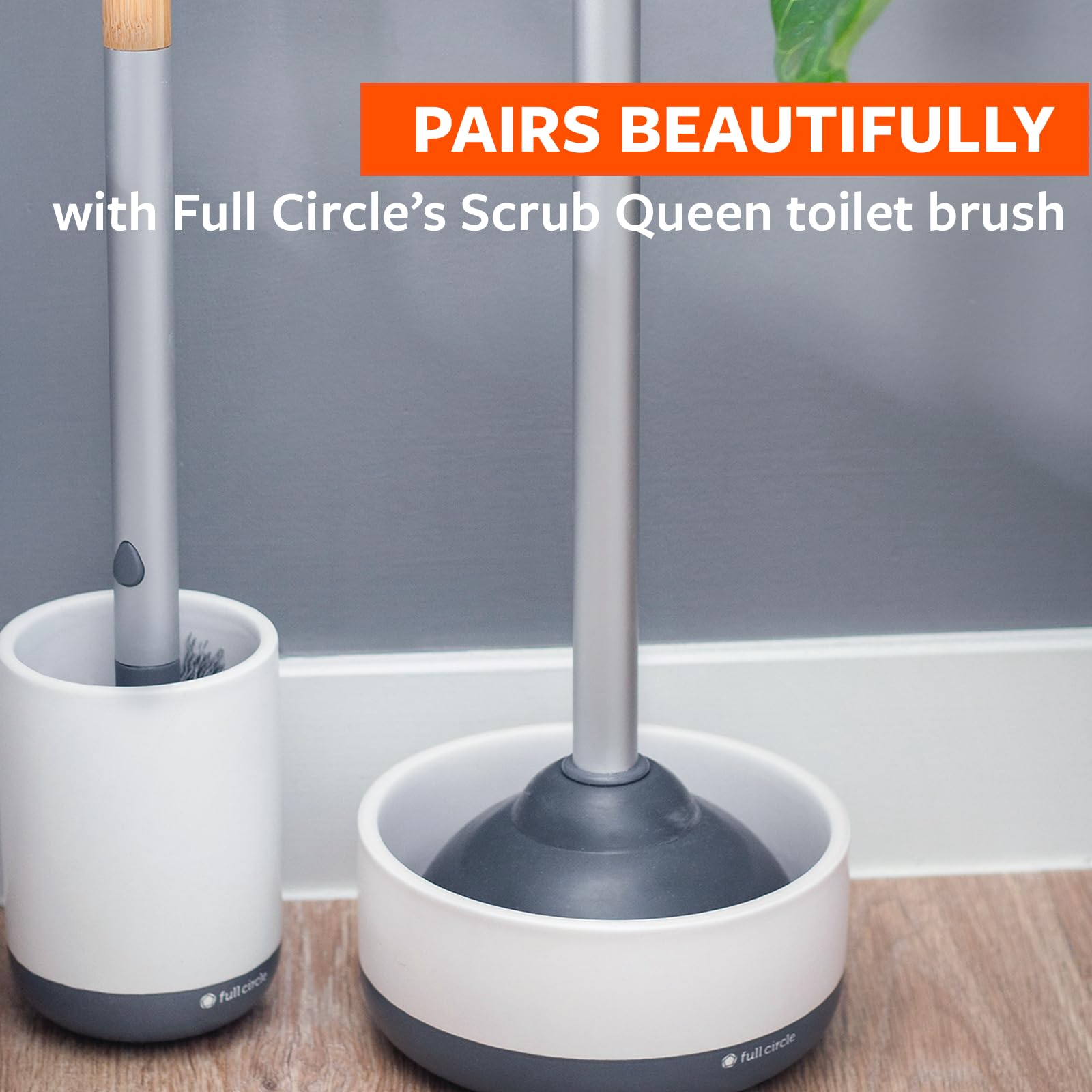 Full Circle Royal Plunge Dry Earth disk at base absorbing moisture and reducing odors
