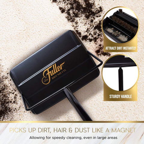 Electrostatic dirt magnet action near furniture captures crumbs.