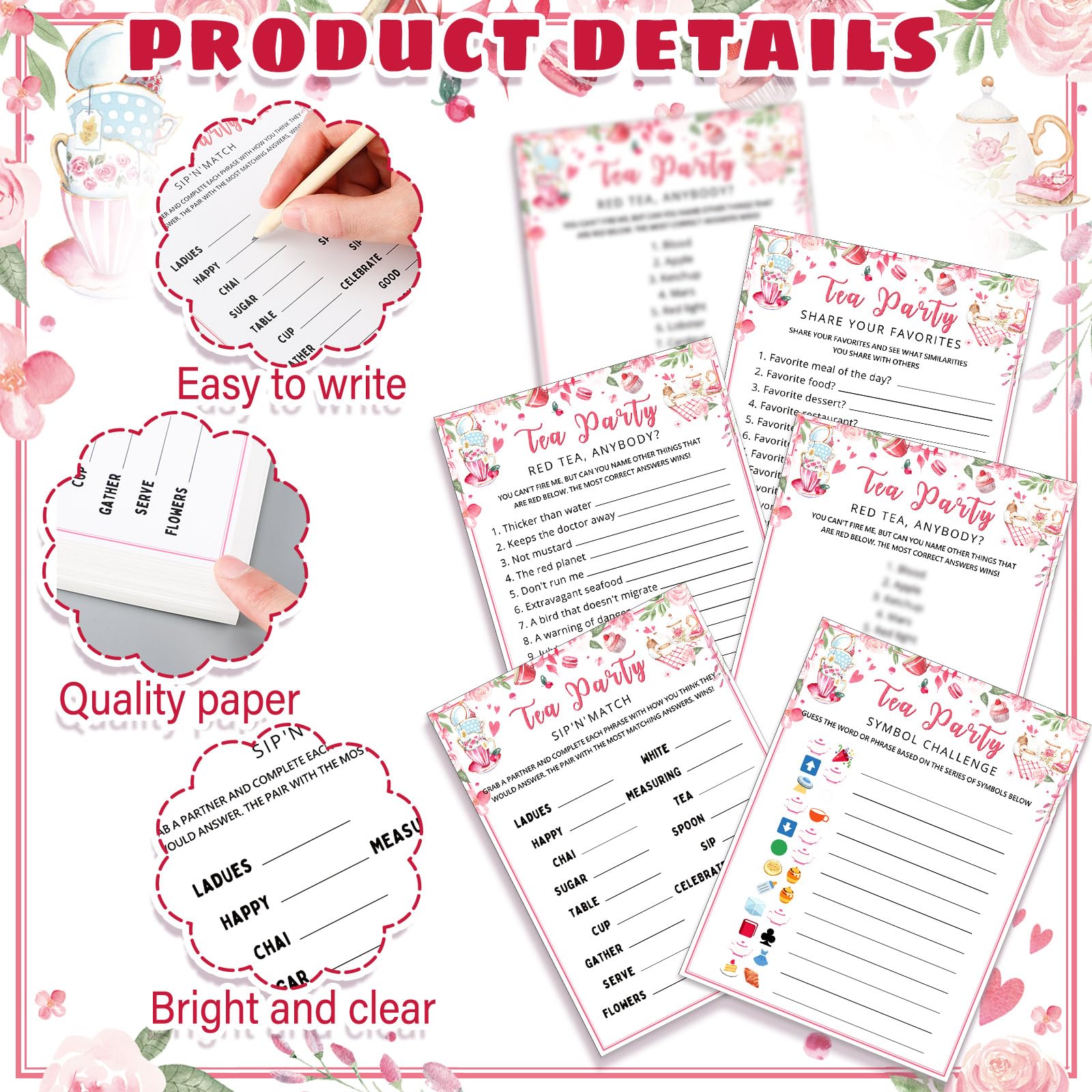 Fullhawl 5x7 inch cards deliver sturdy, premium tea party fun.