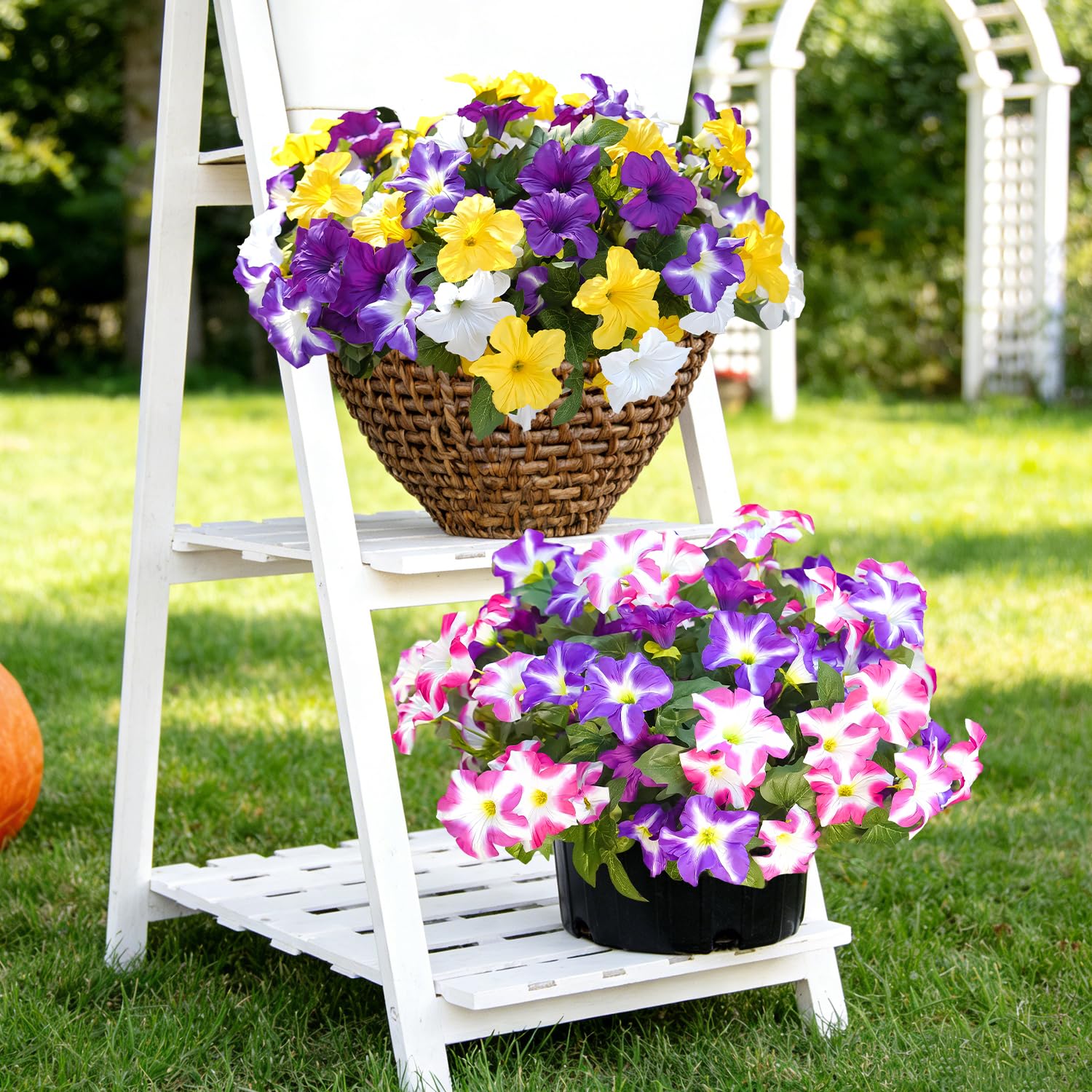 FullMUSIC Artificial flowers centerpiece enhances dining area with vibrant hue.