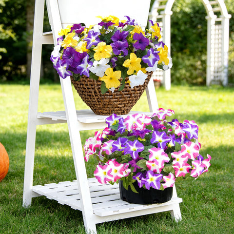 FullMUSIC Artificial flowers centerpiece enhances dining area with vibrant hue.