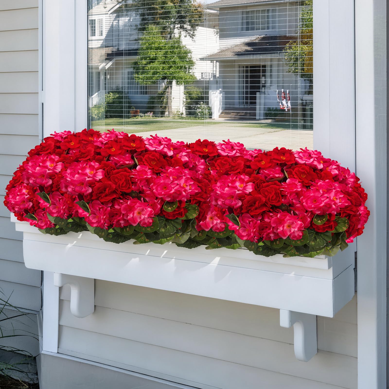 FULLMUSIC artificial geranium with silk petals for low-maintenance decor