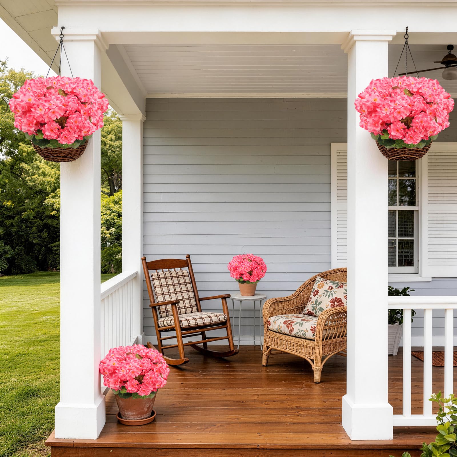 FULLMUSIC geranium front-porch decor bright and maintenance-free.