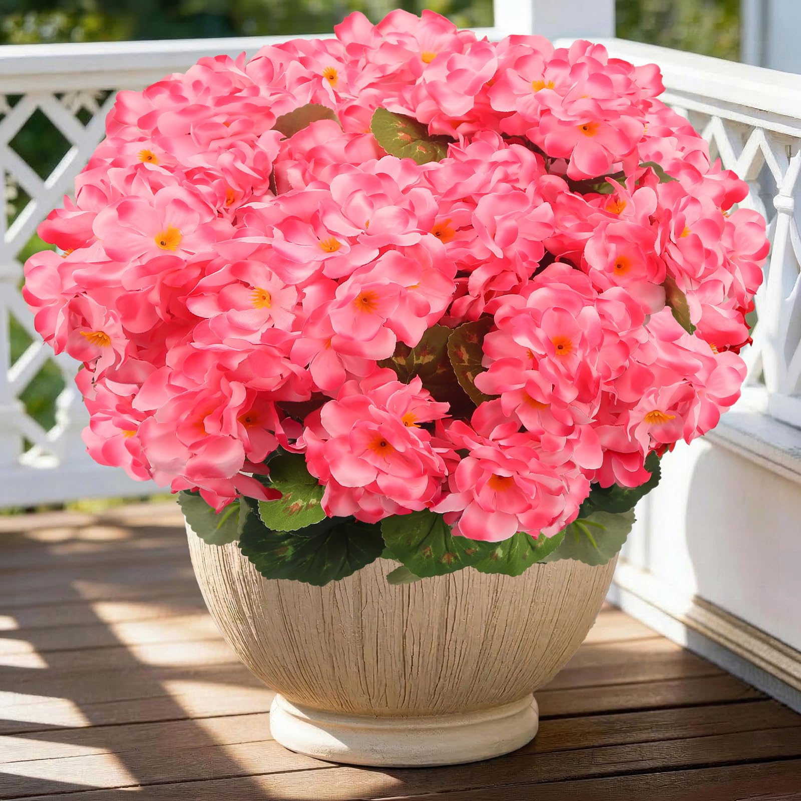 FULLMUSIC geranium outdoor pink 6-pack UV-resistant blooms for year-round patio decor.