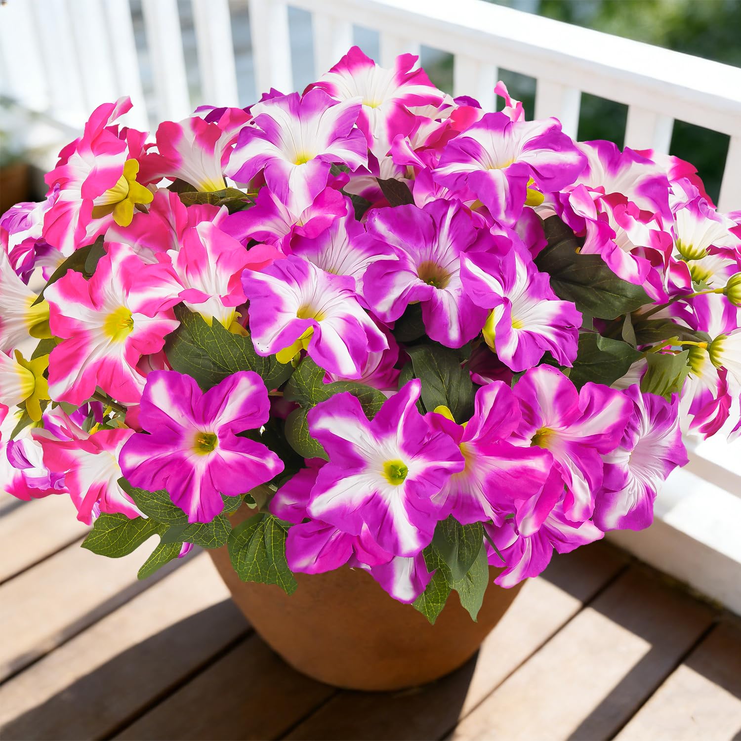 FULLMUSIC morning glory outdoor artificial flower bundle for year-round color.