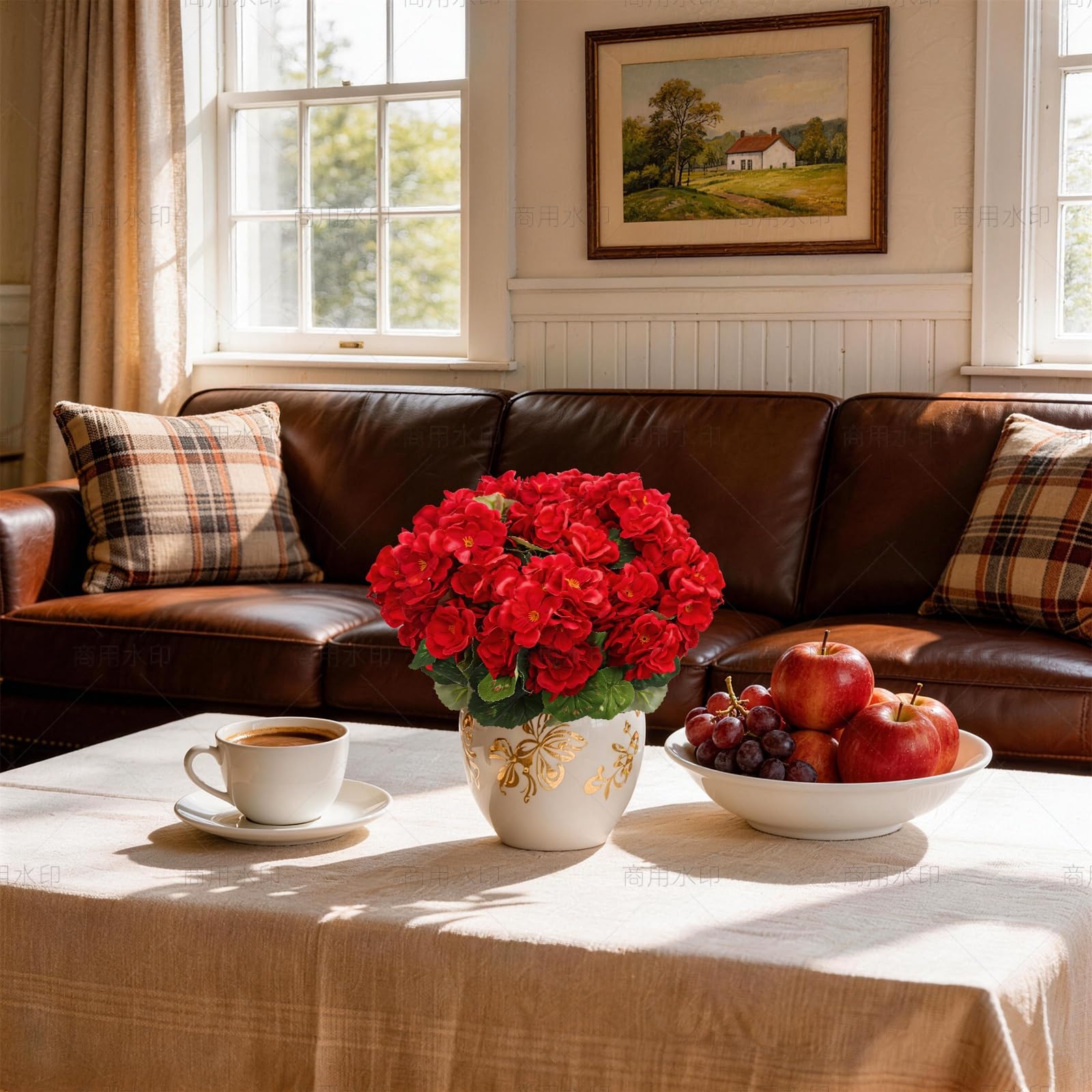 FULLMUSIC ready-to-display geraniums for instant decor in any space.
