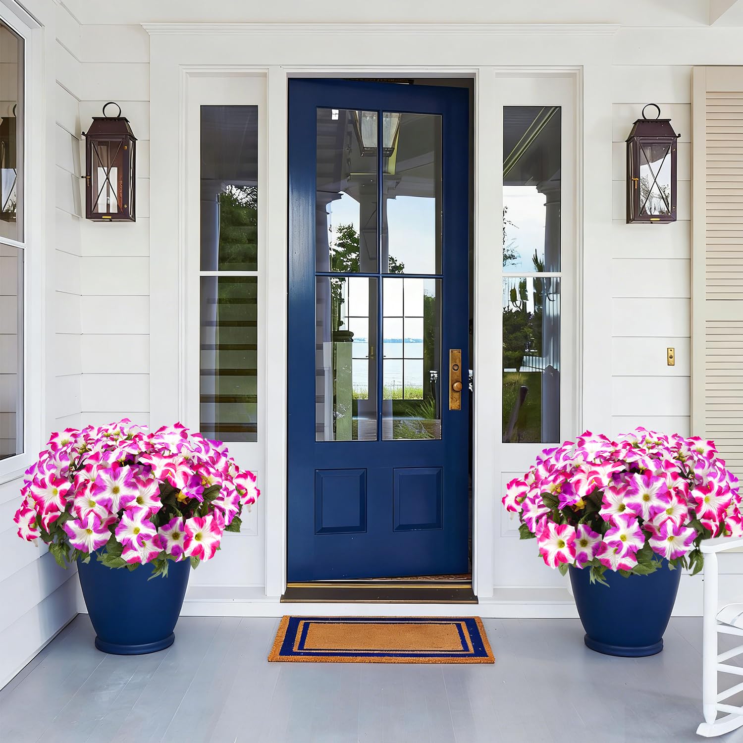 FULLMUSIC morning glory display on outdoor table ideal for entryway accents