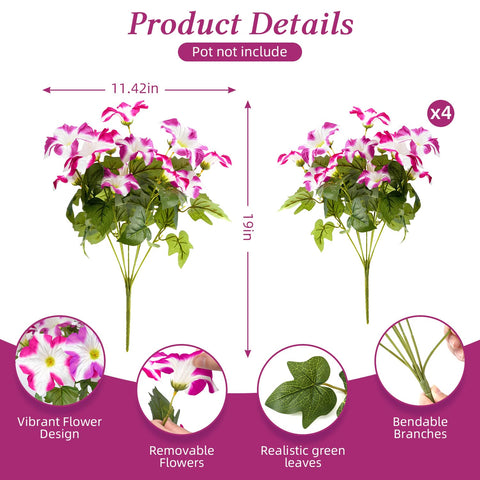 FULLMUSIC realistic morning glory arrangement in vase maintenance free year round color