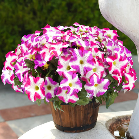 FULLMUSIC UV outdoor morning glory garland on porch railing