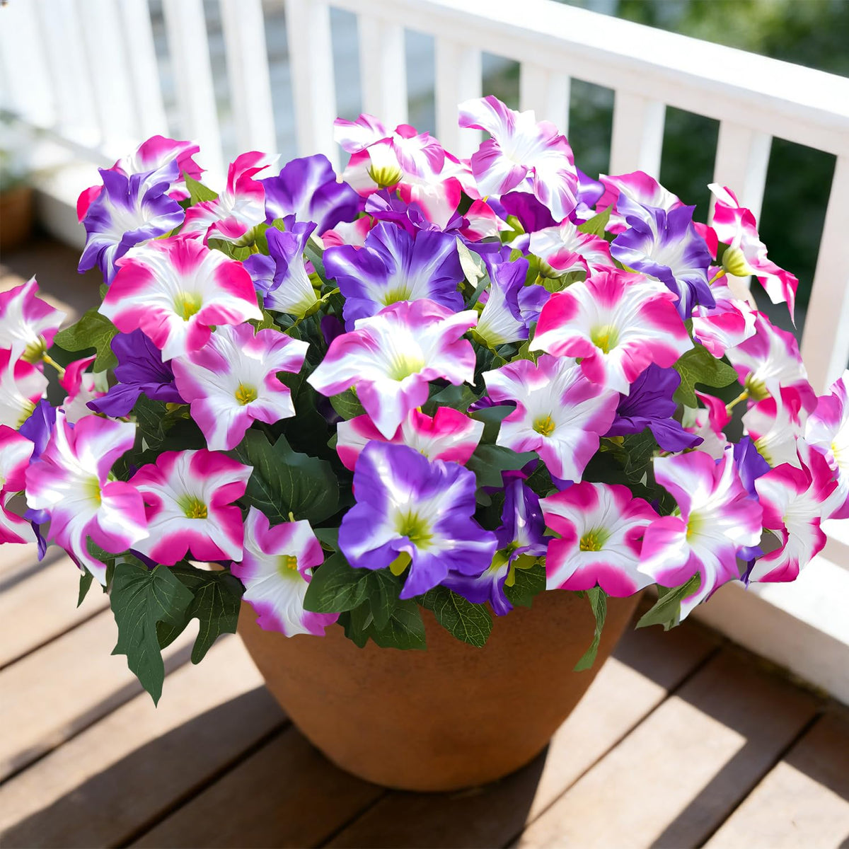 FullMUSIC Spring artificial flowers outdoors, realistic look for front door decor.