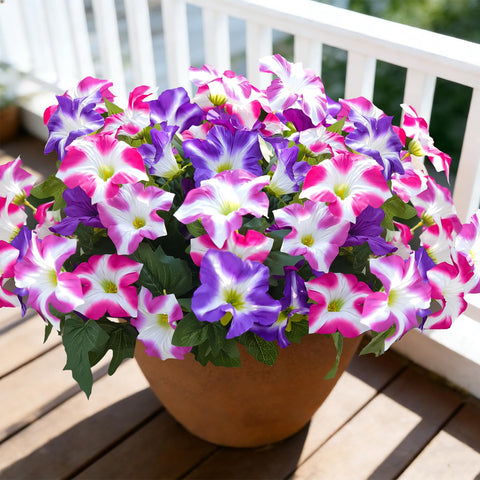 FullMUSIC Spring artificial flowers outdoors, realistic look for front door decor.