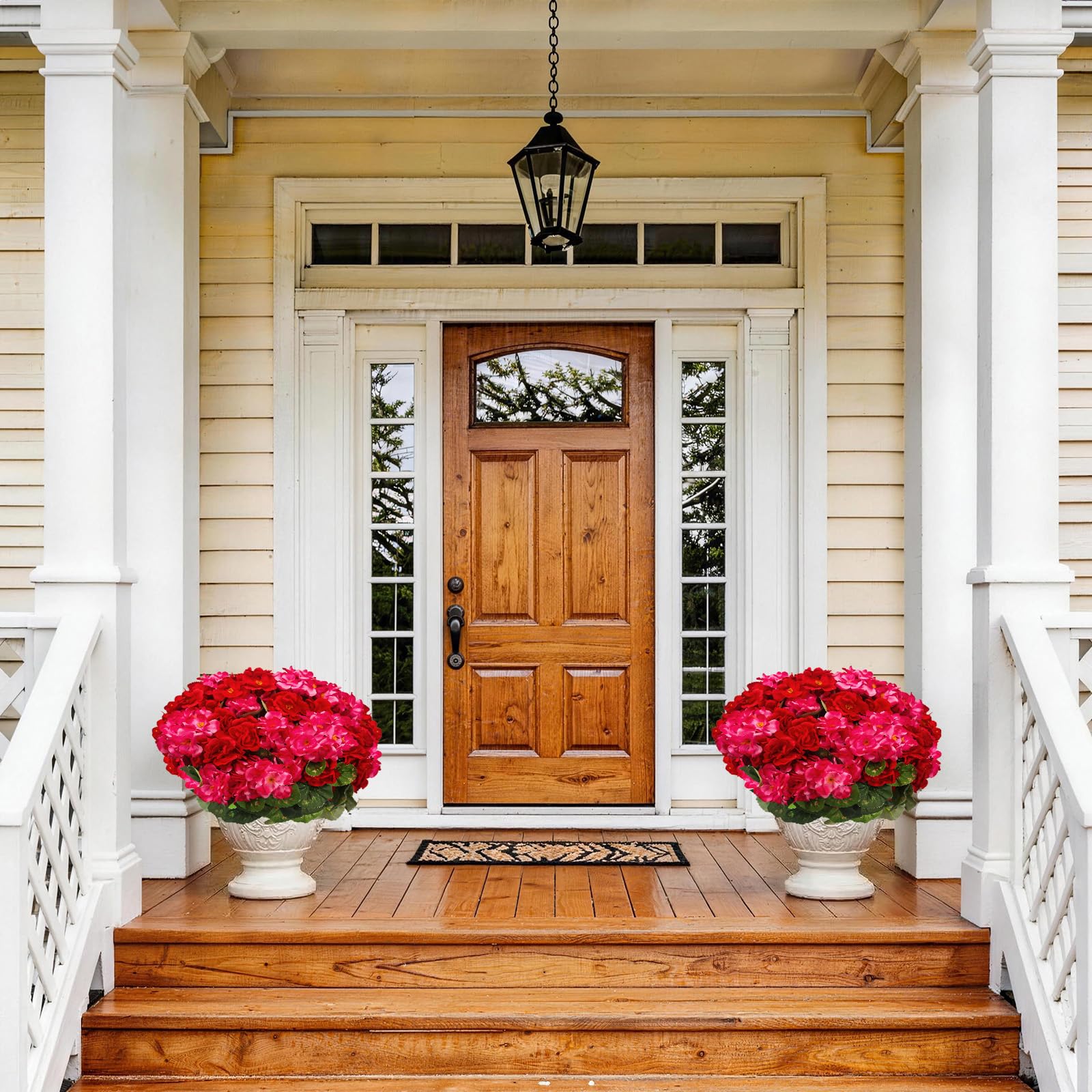 FULLMUSIC weatherproof outdoor geranium adds resilient color to porches