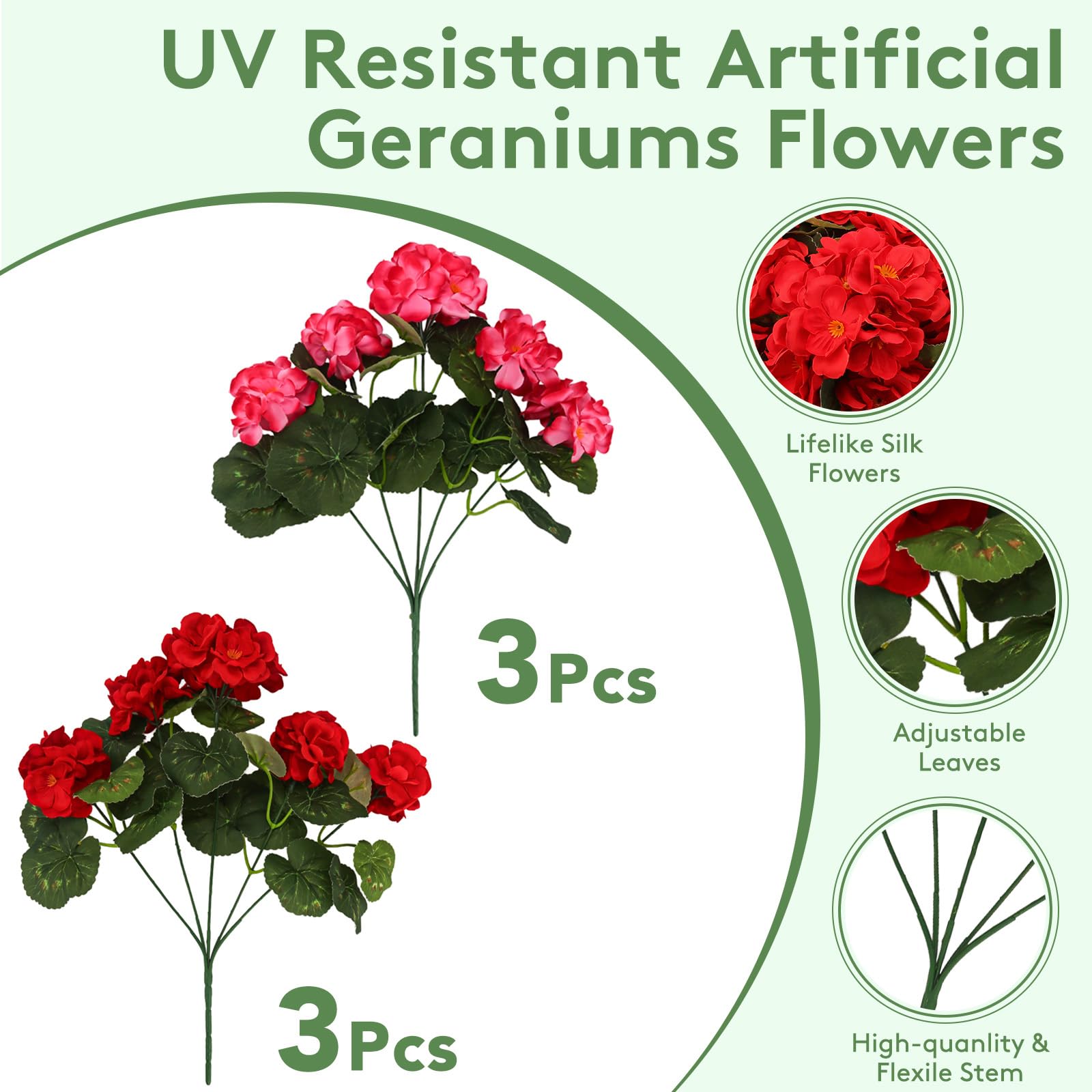 FULLMUSIC year-round decor geranium for weddings and events without watering