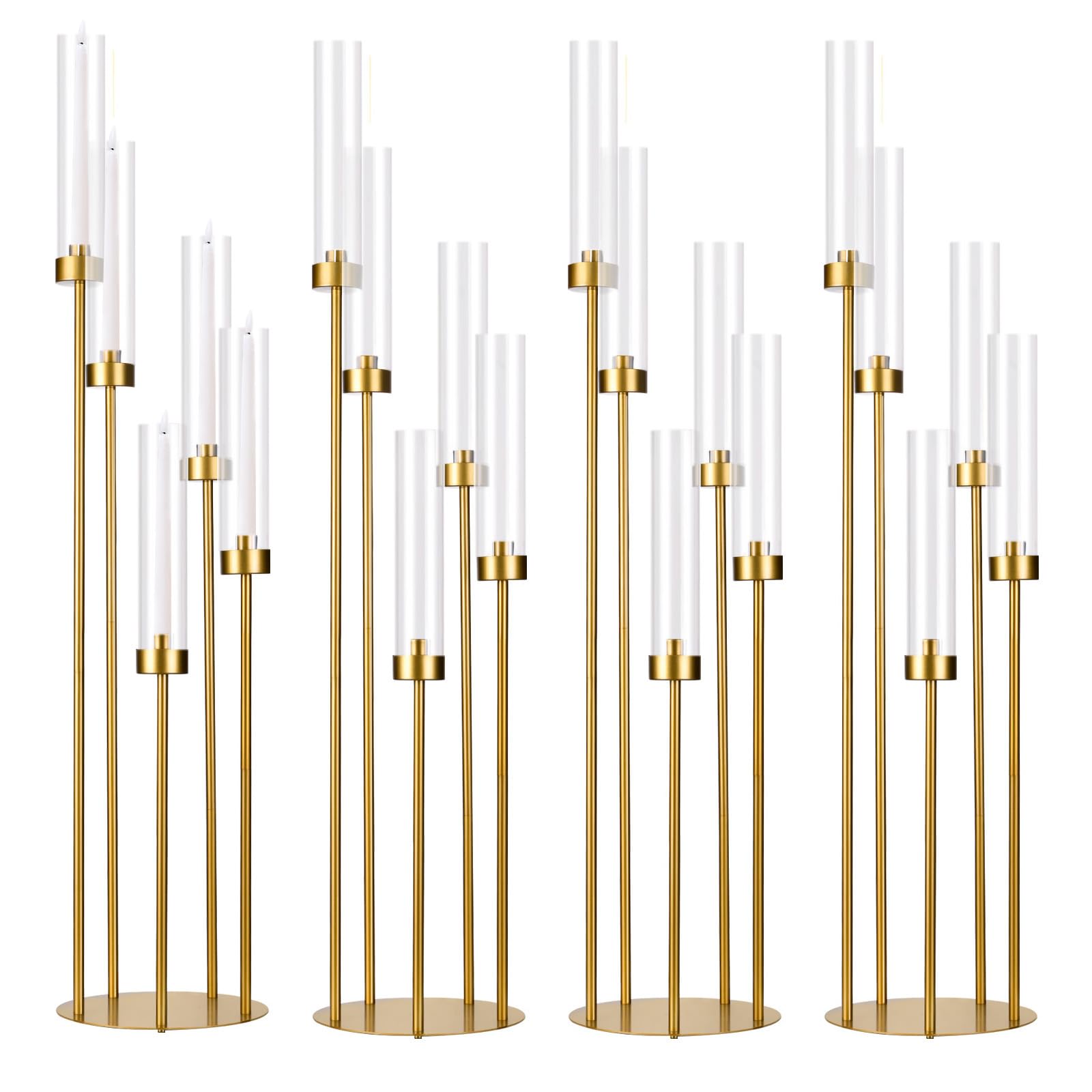 Fullvaseer 5 Arm Candelabra assembled centerpiece for elegant weddings and banquets.