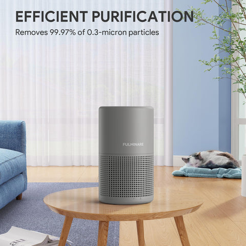 FULMINARE air purifier's 360-degree outlet circulates air across the room for consistent purification.