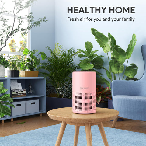 Fulminare pink purifier, side view, compact design for smaller rooms.