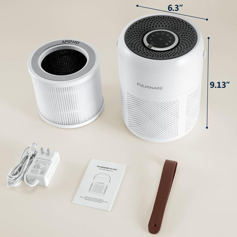 Fulminare air purifier desk-use; compact enough for personal workspaces.