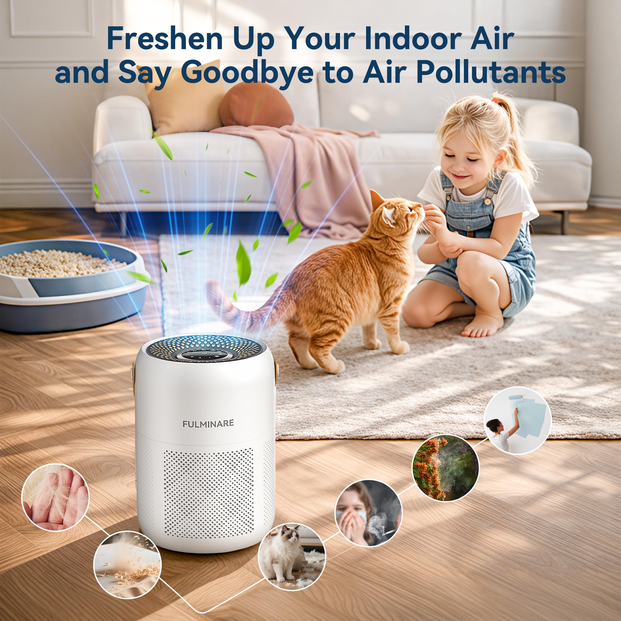 Fulminare air purifier quiet operation; nearly silent performance for late-night use.