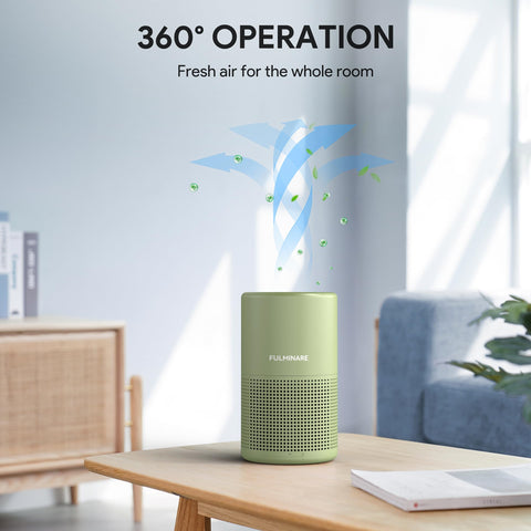 FULMINARE air purifier sage green compact design for easy room-to-room movement.