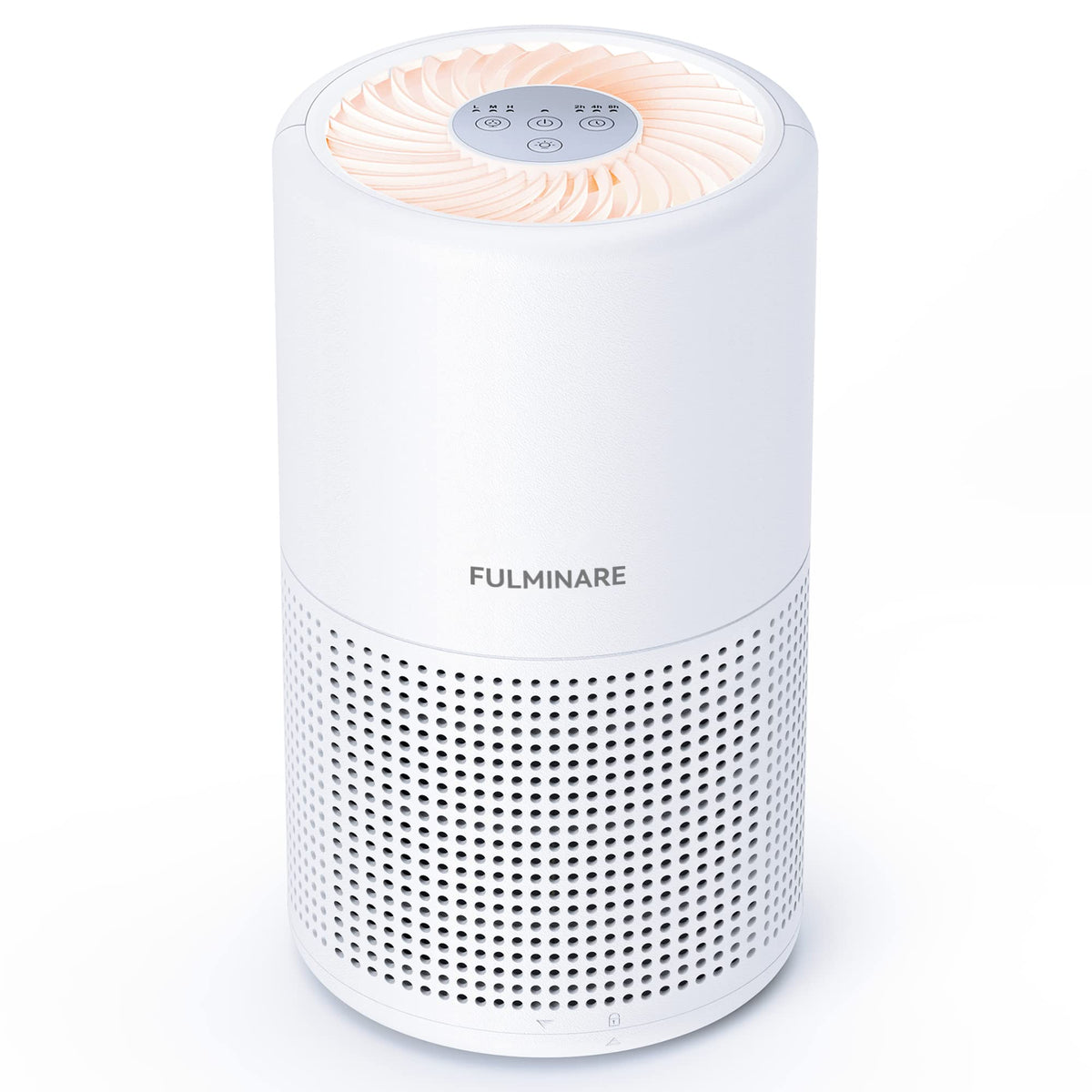 FULMINARE H13 air purifier in a compact bedroom setup improves air quality quietly.