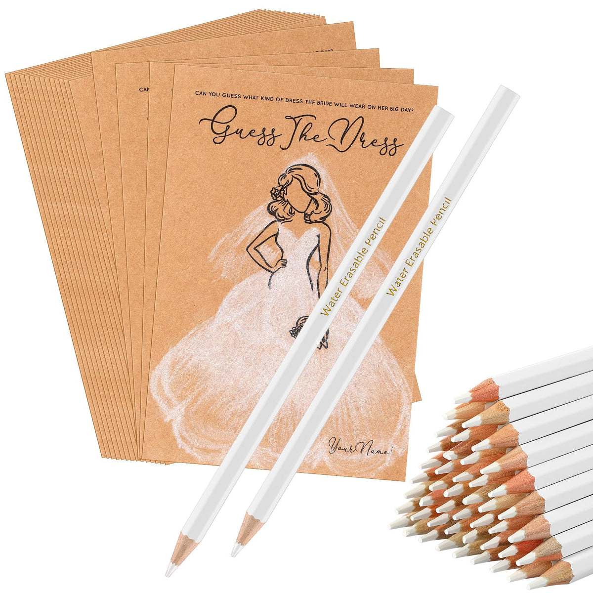 Fulmoon Guess The Dress cards engage guests with a fun bridal shower activity.
