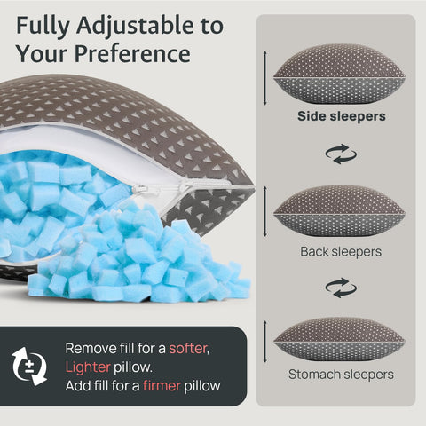 FulOcean adjustable filling via zipper for personalized comfort across sleeping styles.