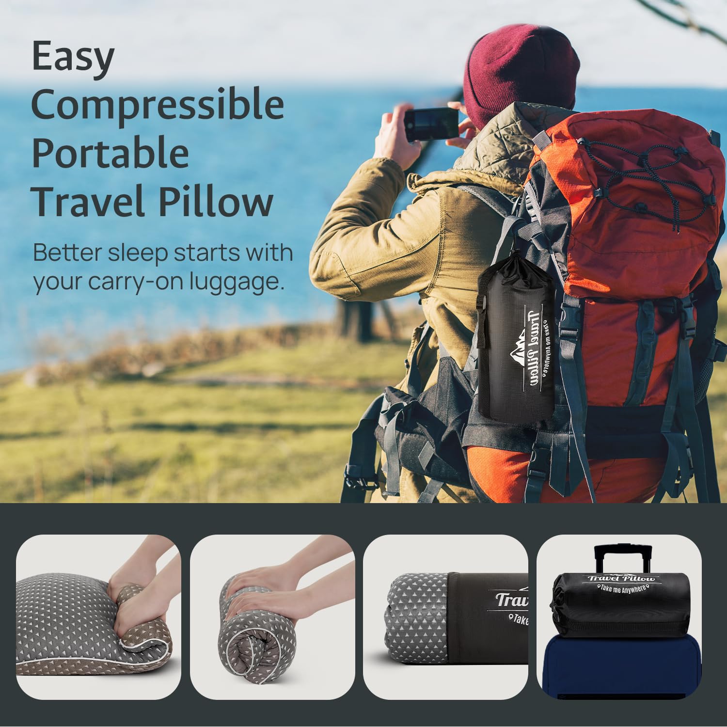 FulOcean CertiPUR-US and OEKO-TEX certified pillow, safe for sensitive skin during travel.
