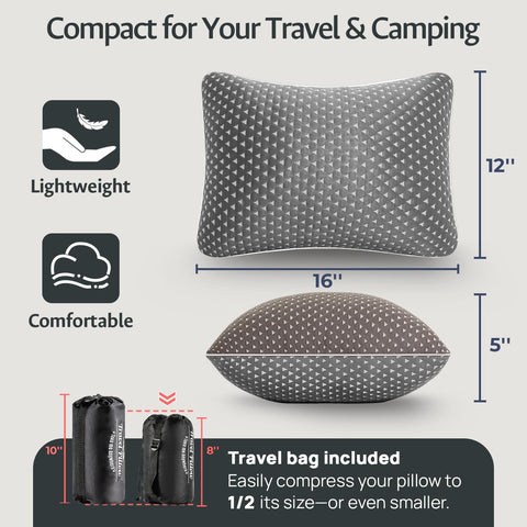 FulOcean compact travel pillow with storage bag, attachable to luggage for simplicity.