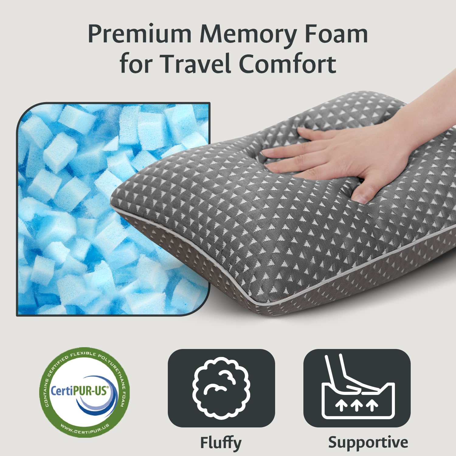 FulOcean memory foam shredded filling provides adaptive neck and head support.