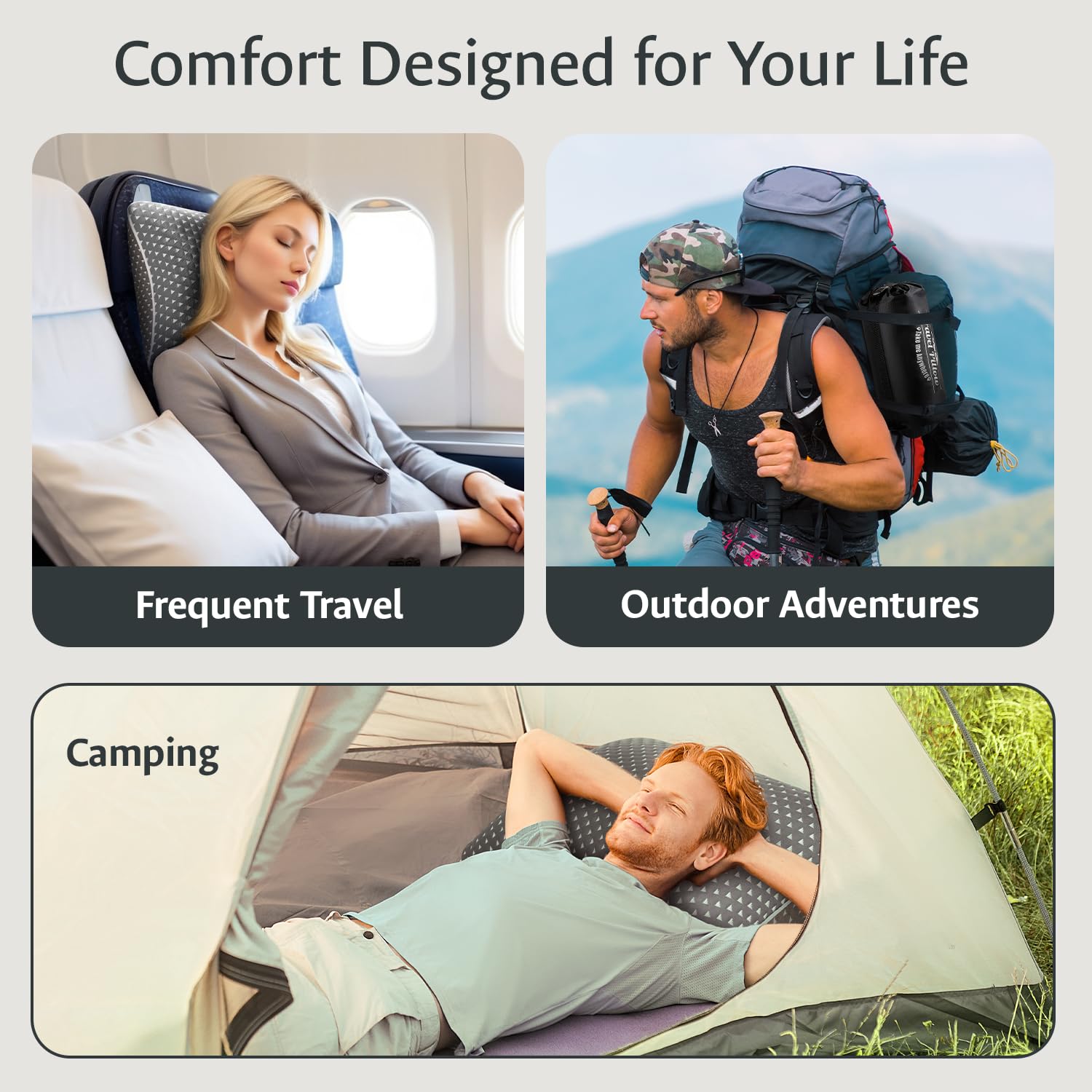 FulOcean versatile travel pillow supports neck, knee, and lumbar comfort on the go.