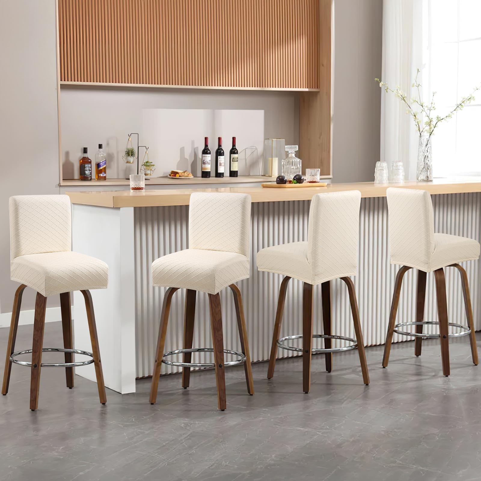 Fuloon waterproof bar stool cover seat view highlights durable, stain-resistant fabric.